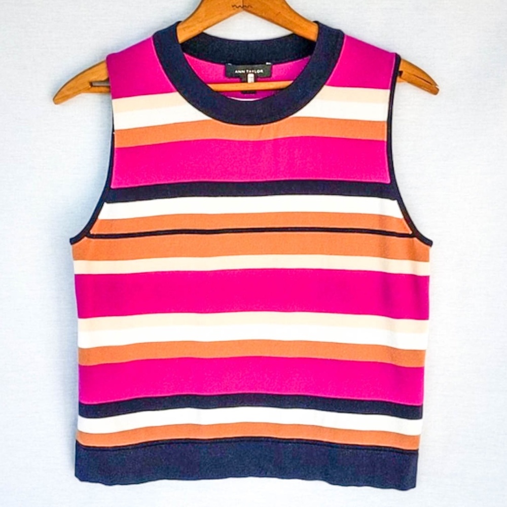 Ann Taylor Cropped Striped Sweater Tank, sz: S/M